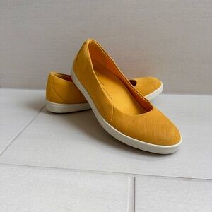 ECCO Barentz Ballet Flat Slip On Sneaker - Yellow Leather - Size 8-8.5